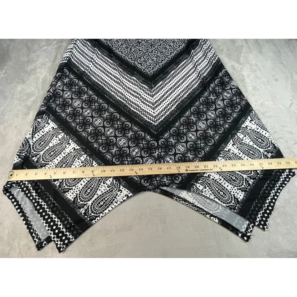 NY Collection Skirt Women PXL Black White Handkerchief Hem Paisley Boho
